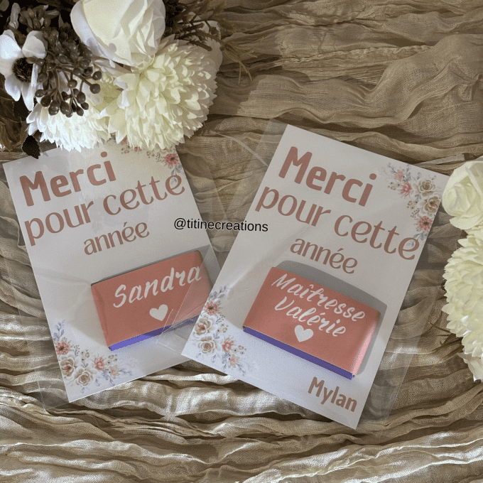 Mini chocolat avec sa carte de remerciement