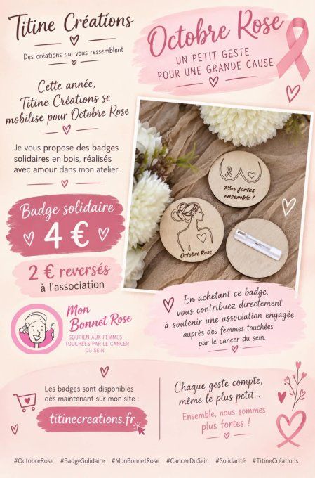 Badges Solidaire - Octobre Rose